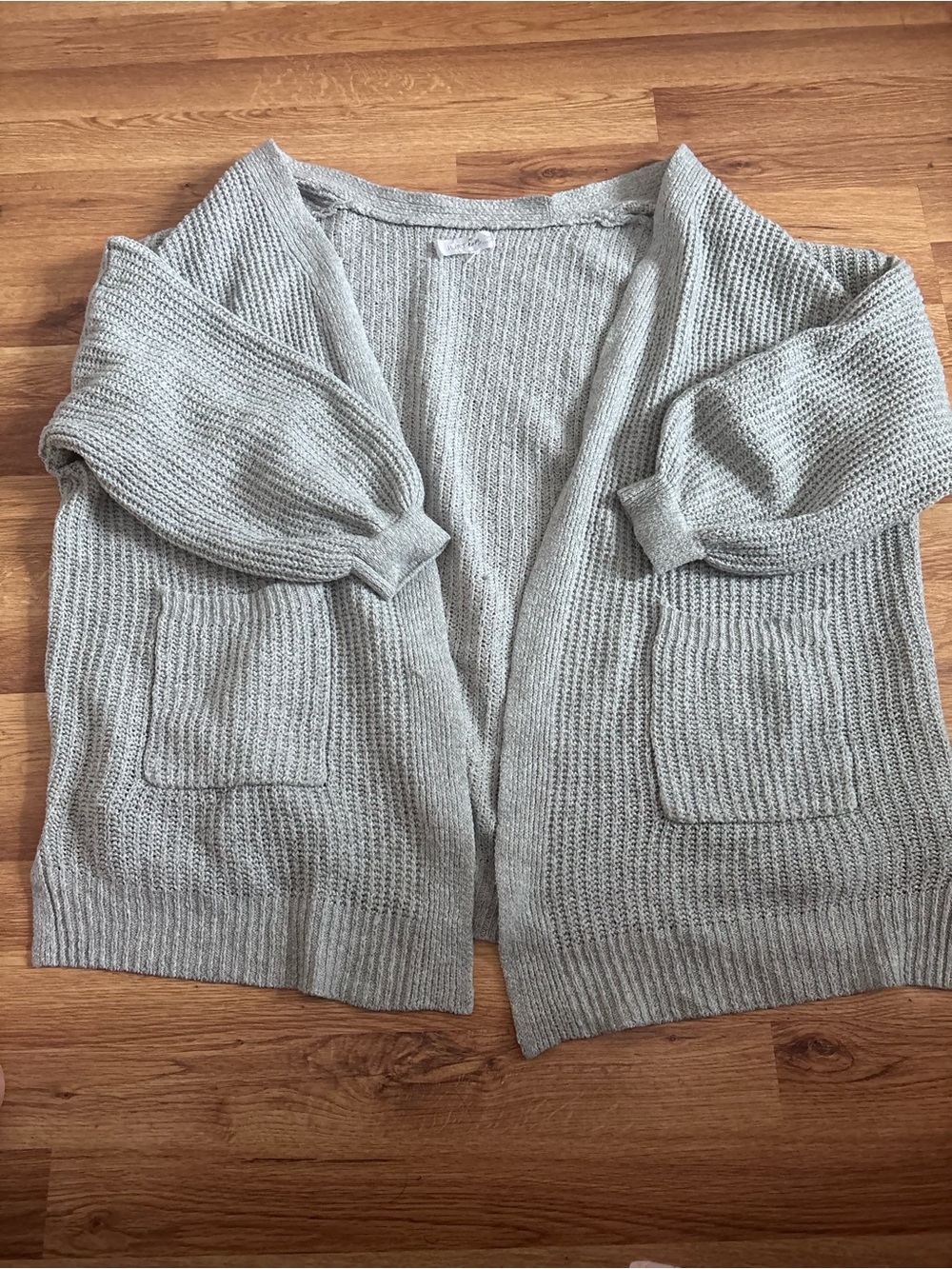 Cozy Open-Front Knit Cardigan in Light Gray
